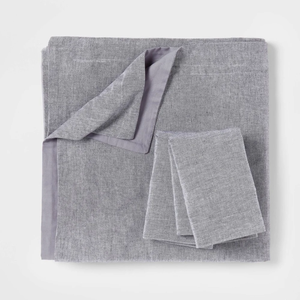Threshold King Cotton Linen Chambray Duvet Cover 8 Sham Set Navy